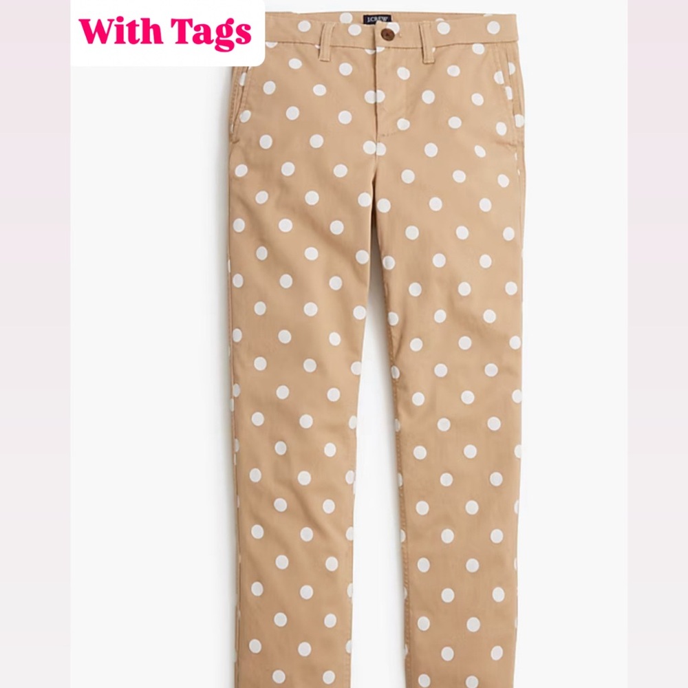 J. Crew Factory Tan and White Polka Dot Chinos